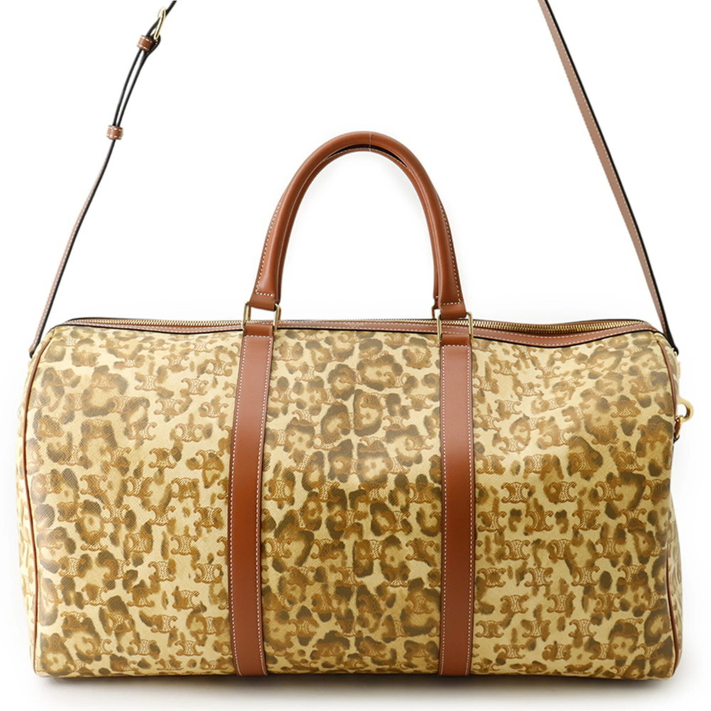 Celine Boston bag, leopard print, Triomphe leather, CELINE 2-way shoulder han...